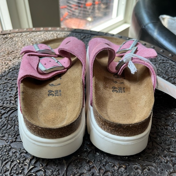 BIRKENSTOCK PAPILLIO ARIZONA CHUNKY CANDY PINK SUEDE SANDALS 39 8 - Picture 8 of 12